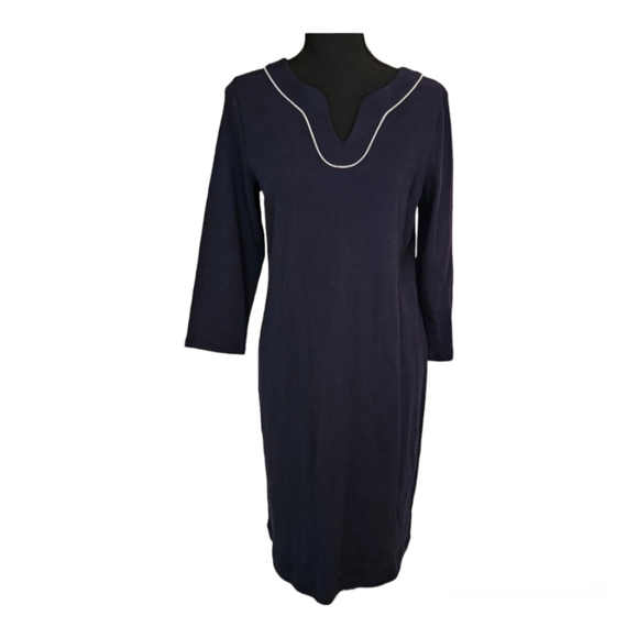 NEW! Talbots Navy Blue 3/4 V-Neck Dress Size S - Picture 1 of 6